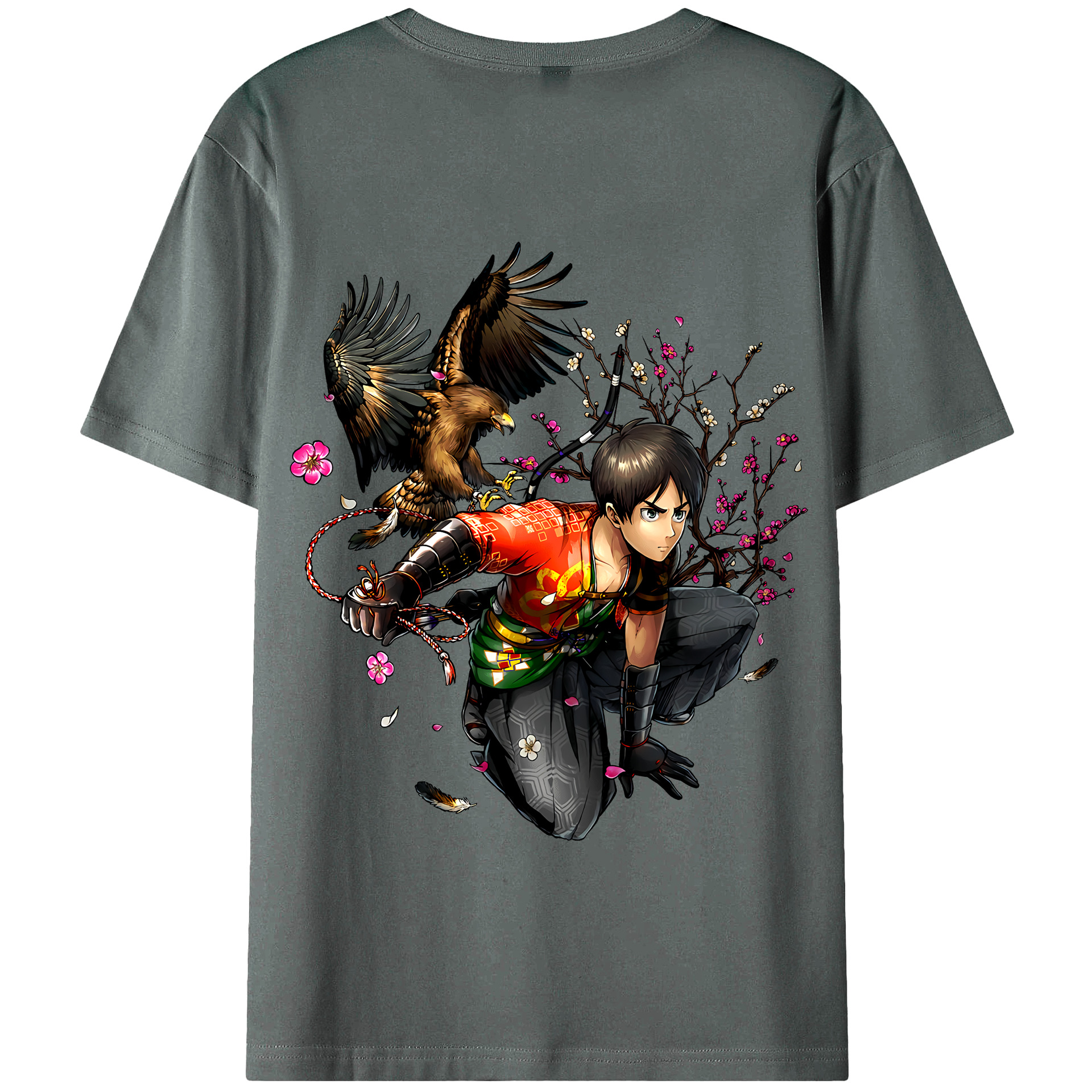 （画像用） 進撃の巨人 エレン･イェーガー Attack on Titan Eren Jäger 綿100％半袖Tシャツ（背面プリント）